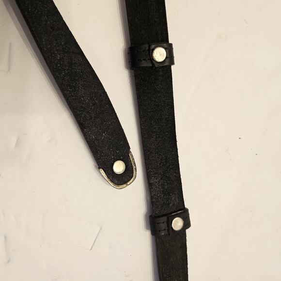 Black Leather Belt with Silver Buckle - Picture 6 of 8